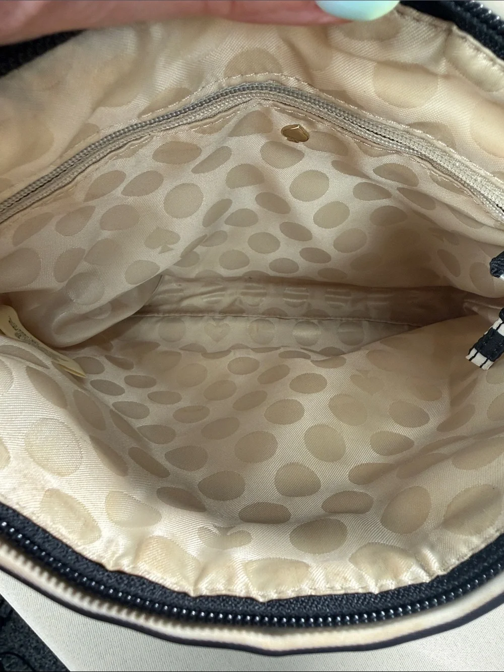 Kate Spade Striped Nylon Crossbody Bag Black White Nautical Flatiron Cammy‎